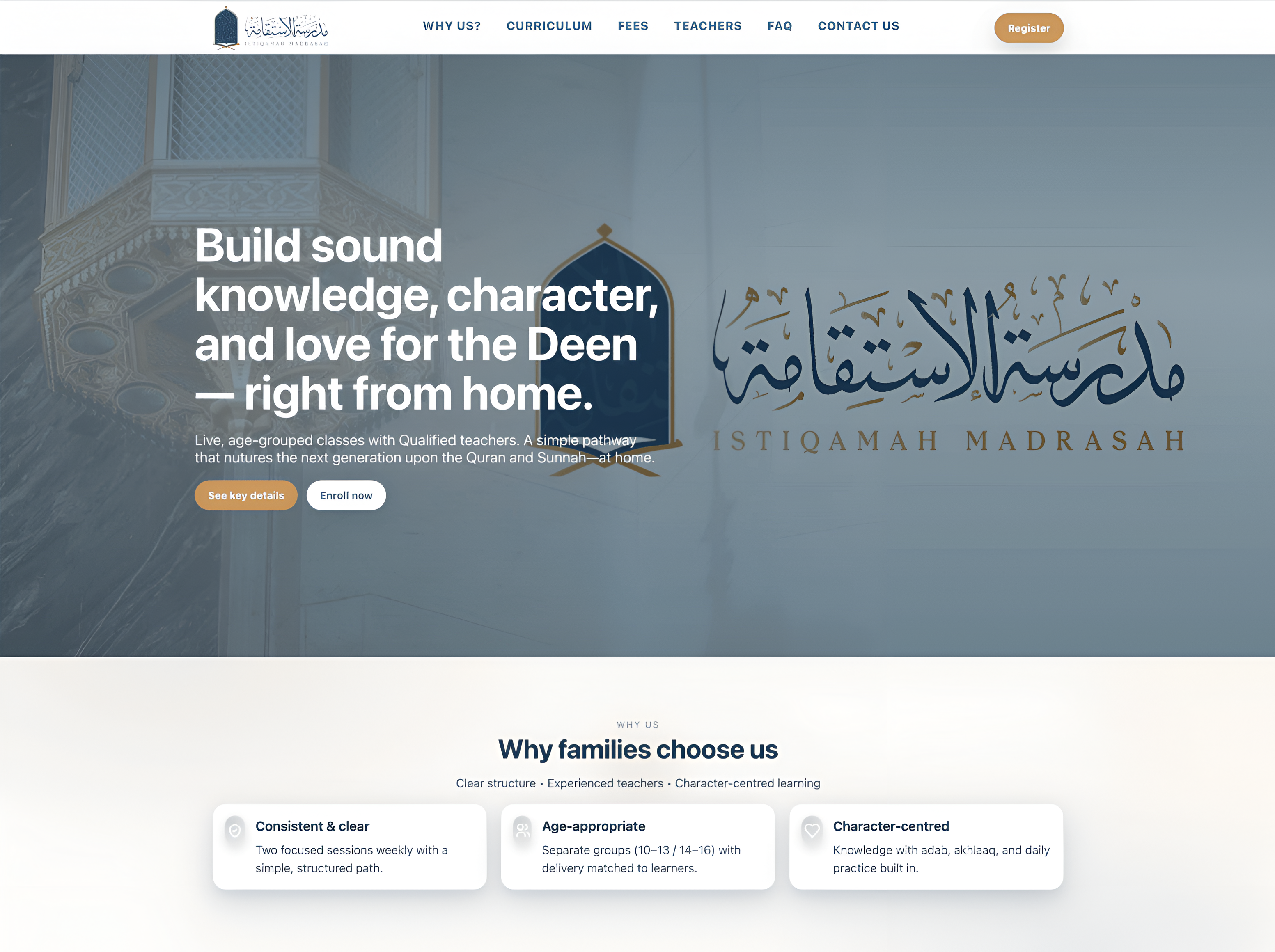 Screenshot of Istiqamah Madrasah homepage